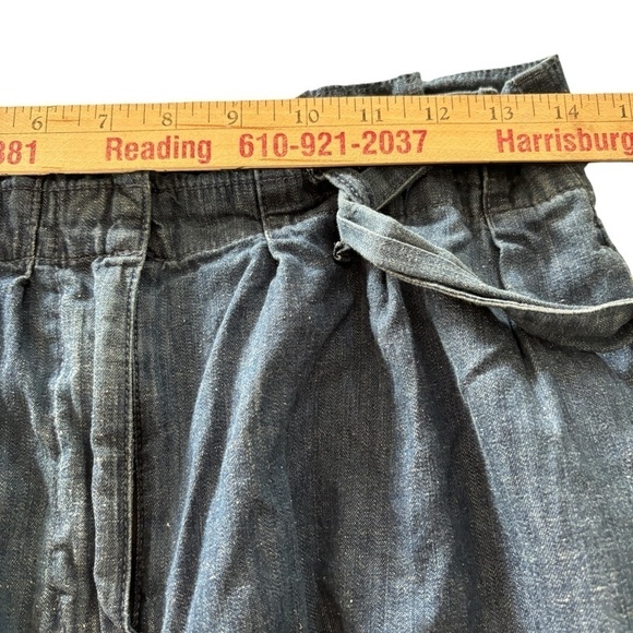 J. Crew Re-imagined Paper Bag Pants in Chambray Sz 6 Hemp Cotton Blend Cropped - Picture 11 of 16